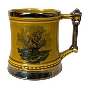 Vintage Princely Ceramic Tankard Mug Clipper Ship Anchor Design Made In England